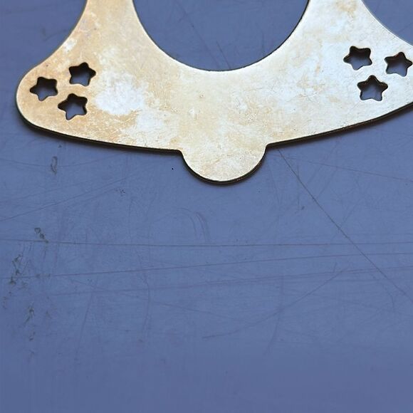 Vtg Gloria Duchin gold brass bell Christmas tree ornament with Santa pendant - Picture 3 of 5